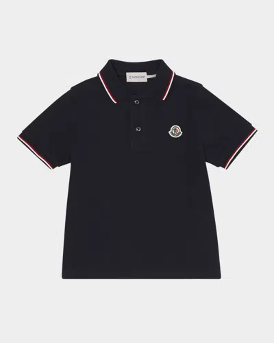 MONCLER BOY'S LOGO APPLIQUÉ SHORT-SLEEVE POLO SHIRT