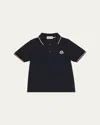 Moncler Kids' Boy's Logo Appliqué Short-sleeve Polo Shirt In Blue