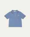 Moncler Kids' Boy's Logo Appliqué Short-sleeve Polo Shirt In Blue