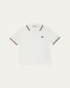 Moncler Boy's Logo Appliqué Short-sleeve Polo Shirt In White