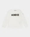Moncler Boy's Logo Graphic-print Long-sleeve T-shirt In White