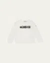 Moncler Boy's Logo Graphic-print Long-sleeve T-shirt In White