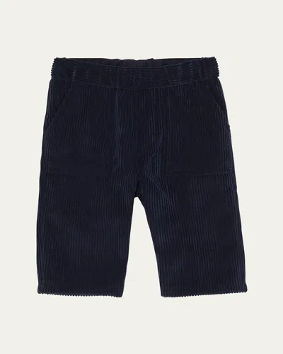 Moncler Kids' Boy's Logo Patch Corduroy Trousers In Black