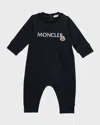Moncler Boy's Logo Patch Coverall Romper In Blue