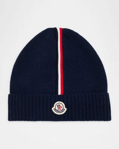 Moncler Kids' Boy's Logo Patch Knit Beanie In Black