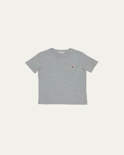 Moncler Kids' Boy's Logo Patch Short-sleeve T-shirt In Grey