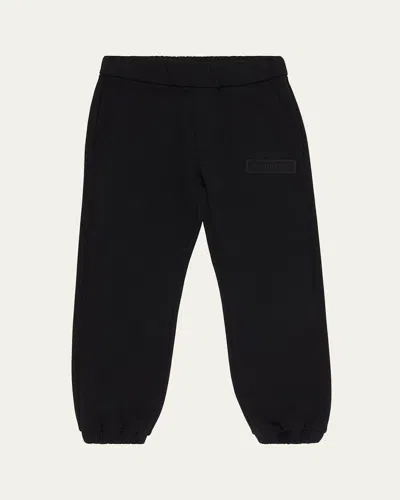 Moncler Kids' Boy's Logo Plate Sweatpants In Black