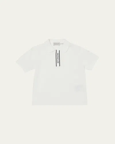 Moncler Kids' Boy's Logo-print Polo Shirt In White