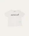 Moncler Boy's Logo-print Short-sleeve Shirt In White