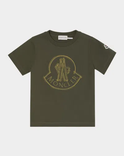 Moncler Kids' Boy's Logo-print Short-sleeve T-shirt In Green