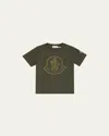 Moncler Boy's Logo-print Short-sleeve T-shirt In Green