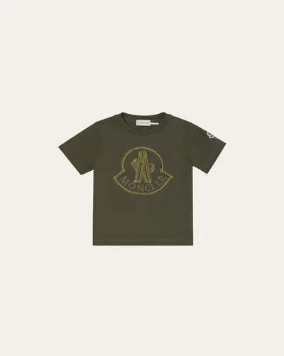 Moncler Kids' Boy's Logo-print Short-sleeve T-shirt In Green