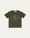 Moncler Boy's Logo-print Short-sleeve T-shirt In Green