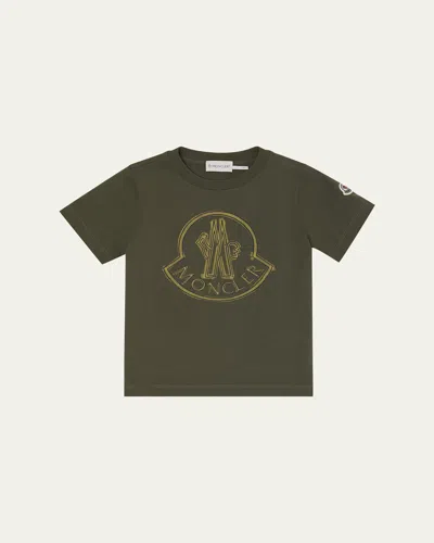 Moncler Kids' Boy's Logo-print Short-sleeve T-shirt In Green