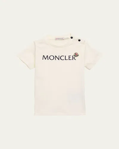 Moncler Kids' Boy's Logo-print T-shirt In White