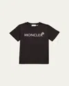 Moncler Kids' Boy's Logo Short-sleeved Cotton T-shirt In Black