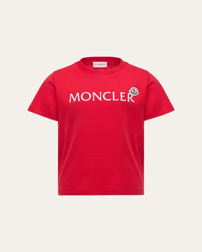 Moncler Kids' Boy's Logo Short-sleeved Cotton T-shirt In Red