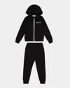 Moncler Boy's Logo Sweatshirt And Joggers Set In Black