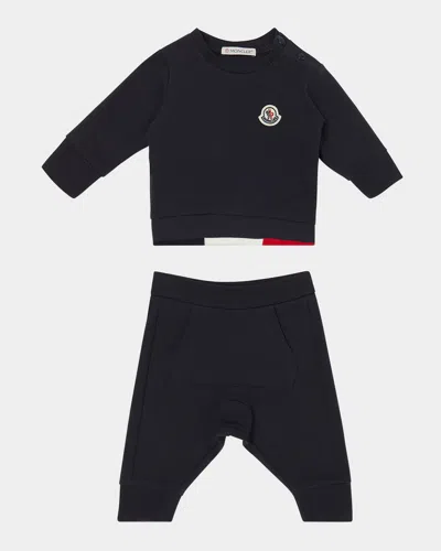 MONCLER BOY'S LOGO SWEATSHIRT AND PANTS SET