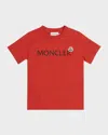 Moncler Kids' Boy's Logo T-shirt W/ Patch In Orange