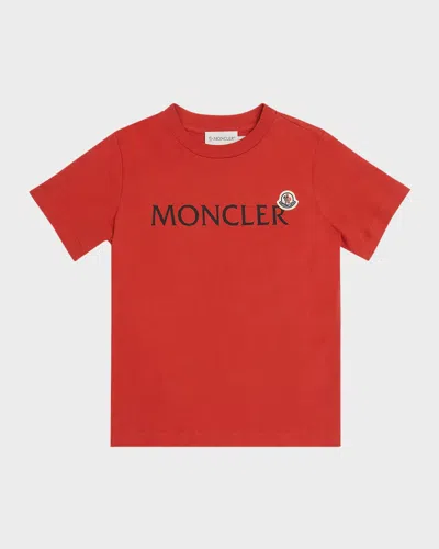 Moncler Boy's Logo T-shirt W/ Patch In Orange