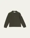 Moncler Kids' Boy's Logo Tape Long-sleeve Polo Shirt In Gray