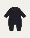 Moncler Barboteuse En Piqué De Coton À Bords Tricolores In Black