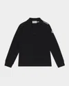 Moncler Black Polo Shirt For Boy With Logo In Black