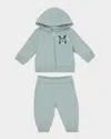 Moncler Boy's M Logo Embroidered Zip-front Hoodie & Joggers In Green