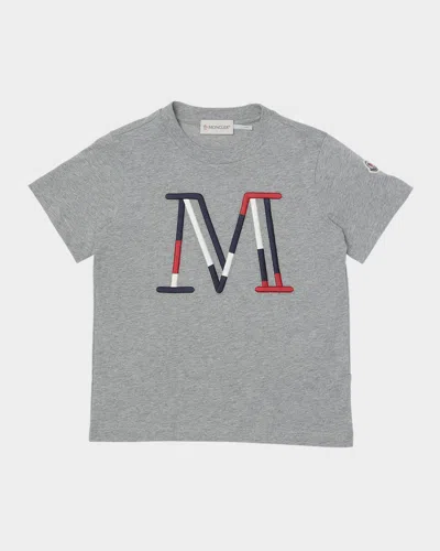 MONCLER BOY'S M LOGO EMBROIDERY SHORT-SLEEVE T-SHIRT