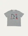 Moncler Boy's Tricolor M Logo Embroidery Short-sleeve T-shirt In Gray