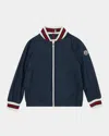 Moncler Maki Tricolour-trim Woven Bomber Jacket 4-14 Years Blue Night In Blue Nights