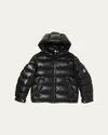 Moncler Boy's Maya Hooded Short Down Jacket In Black