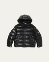 Moncler Boy's Maya Hooded Short Down Jacket In Black