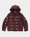 Moncler Boy's Maya Hooded Short Down Jacket In Burgundy