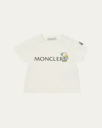 Moncler Kids' Boy's Monduck Logo-print Short-sleeve T-shirt In White