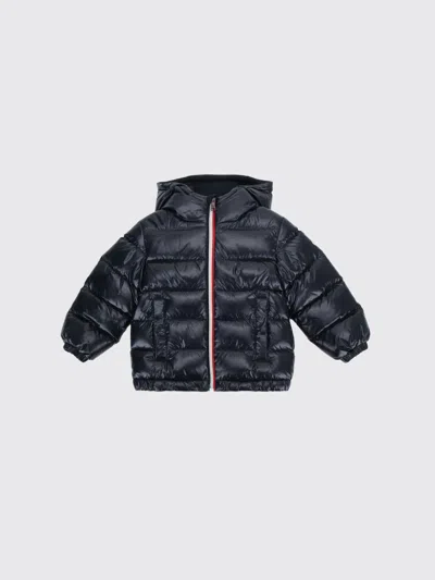 Moncler Babies'  Boy's New Aubert Down Jacket In Laqué Nylon With Contrast Trims In Blue