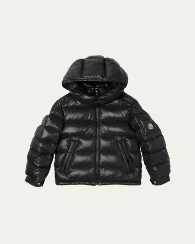 Moncler Boy's New Maya Shiny Puffer Jacket In Black
