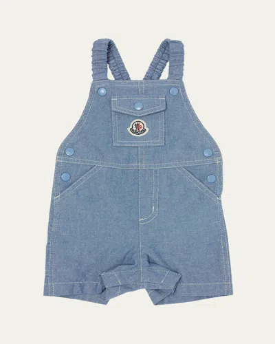 Moncler Babies' Boy's Overalls W/ Logo Patch In Blue