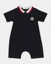 Moncler Boy's Pique Polo Playsuit In Navy Blue