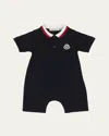 Moncler Boy's Pique Polo Playsuit In Navy Blue