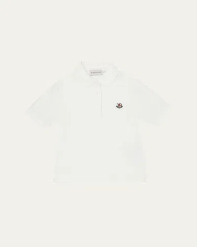 Moncler Kids' Boy's Polo Shirt W/ Logo Patch In White