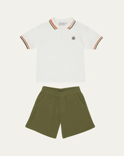 MONCLER BOY'S POLO SHIRT W/ SHORTS SET