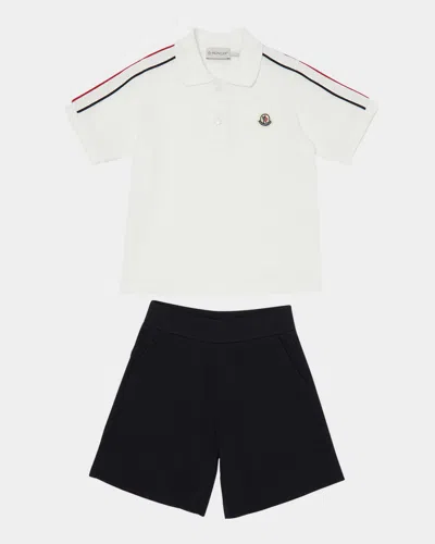 MONCLER BOY'S POLO SHIRT W/ SHORTS SET