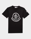 Moncler Boy's Scribble Bell Logo Short-sleeve T-shirt In Black