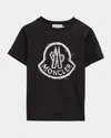Moncler Boy's Scribble Bell Logo Short-sleeve T-shirt In Black