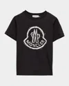 Moncler Boy's Scribble Bell Logo Short-sleeve T-shirt In Black