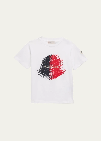 Moncler Kids' Boy's Scribble Graphic Print Short-sleeve T-shirt In White