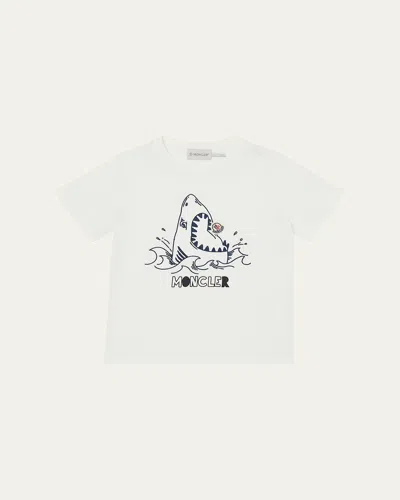 Moncler Kids' Boy's Shark Eating Logo Short-sleeve T-shirt In Brown
