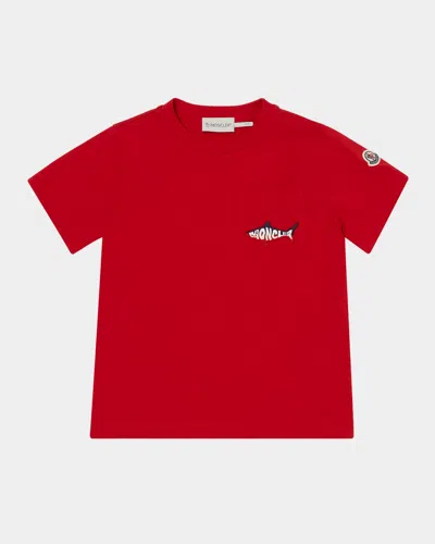MONCLER BOY'S SHARK LOGO SHORT-SLEEVE T-SHIRT